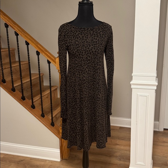 Autumn Cashmere Brown leopard Patterned Sweater Tunic  Dress size Small - Picture 1 of 5